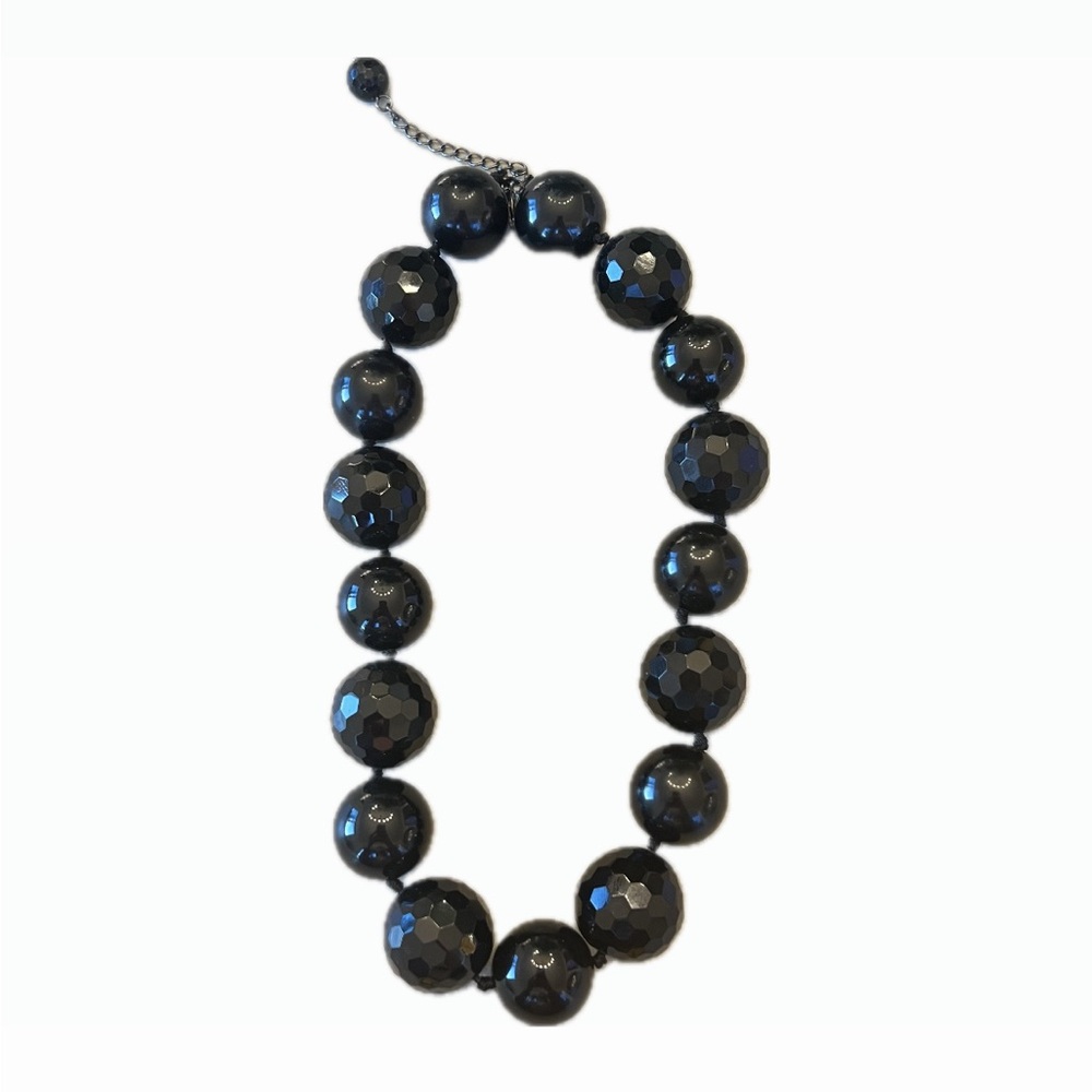 Tourmaline Chunky Big Bead Necklace, Black‎